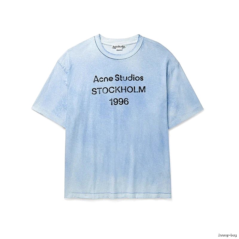 Acne Studios 2090-80 Deep Blue Style Ac908046 Stockholm Logo T-Shirt Casual Layering