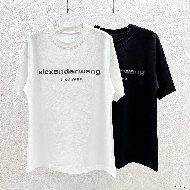 Alexander Wang Letter Print Casual Black and White Short Sleeve T-Shirt