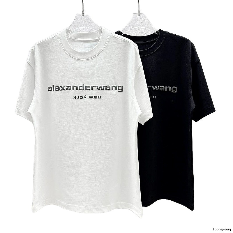 Alexander Wang Trendy Letter Style Black and White Short-Sleeve T-Shirt