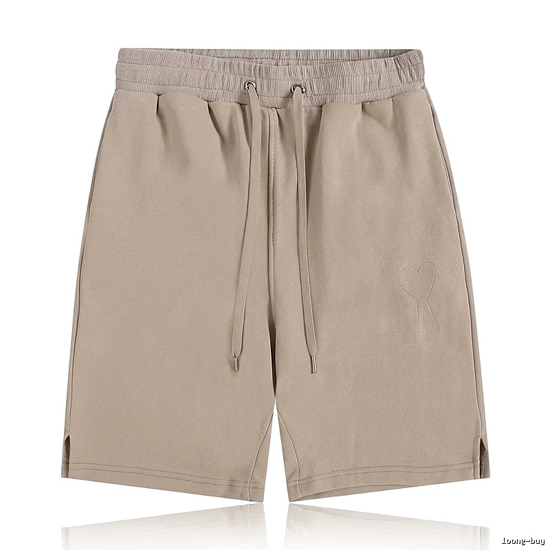 AMI Embroidered Trendy Brand Khaki Shorts