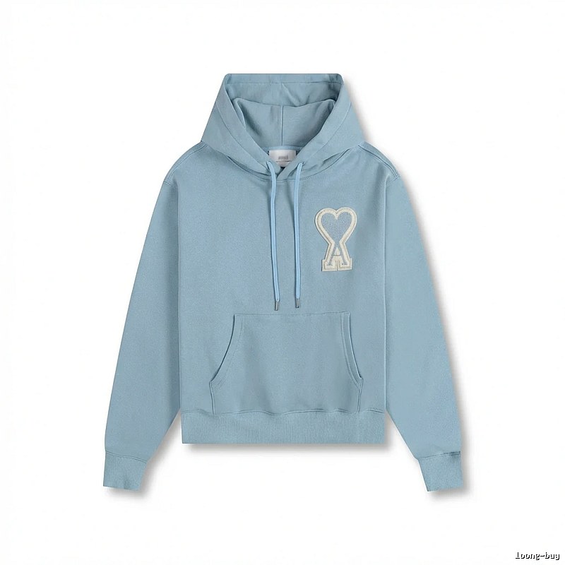 AMI Love Heart Pattern Light Blue Hoodie