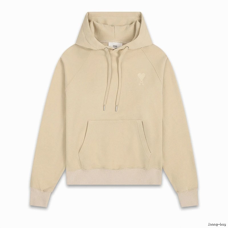 AMI Love Minimalist Style Beige Hoodie