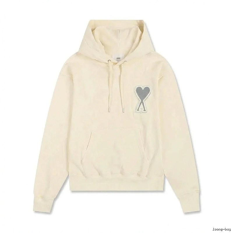 AMI Love Minimalist Style Beige Hoodie