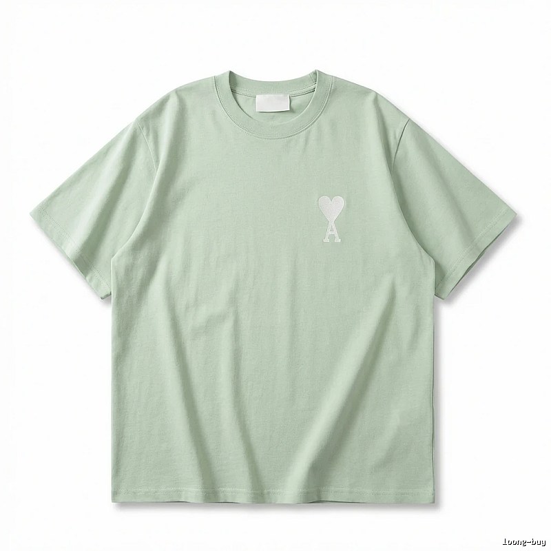 AMI Love Series Simple Style Light Green T-shirt