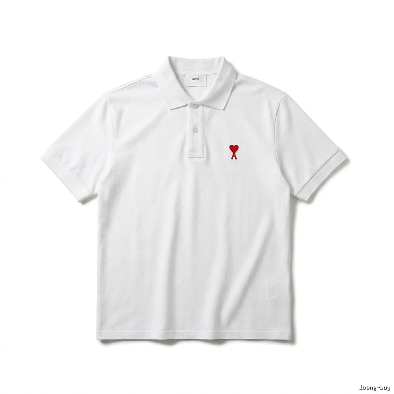 AMI Love Simple White Polo Shirt