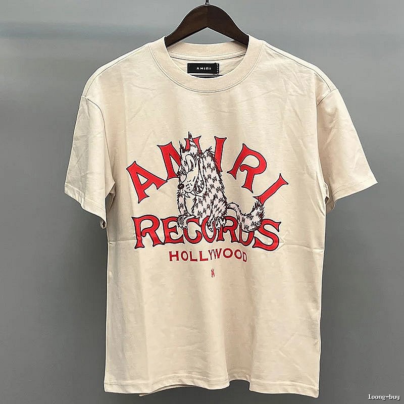 Amiri Letter And Bear Graphic Beige Records Graphic T-Shirt Streetwear Look
