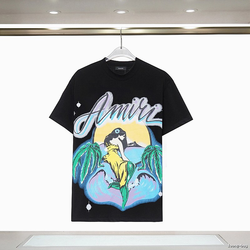 Amiri Monogram Graphic T-shirt White Blue Amiri for Casual Outfits