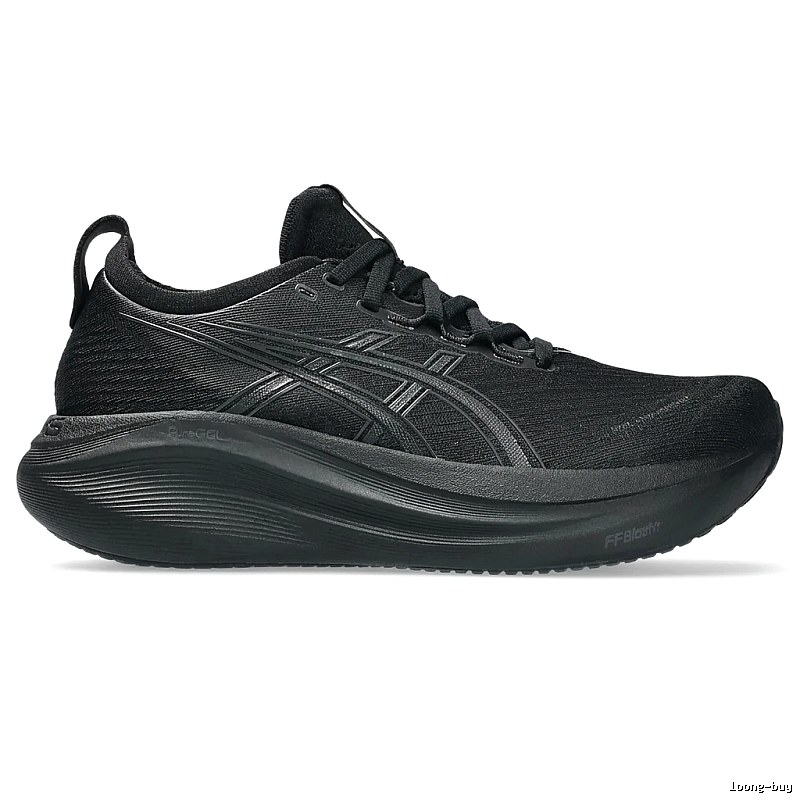 ASICS retro-style black running shoes