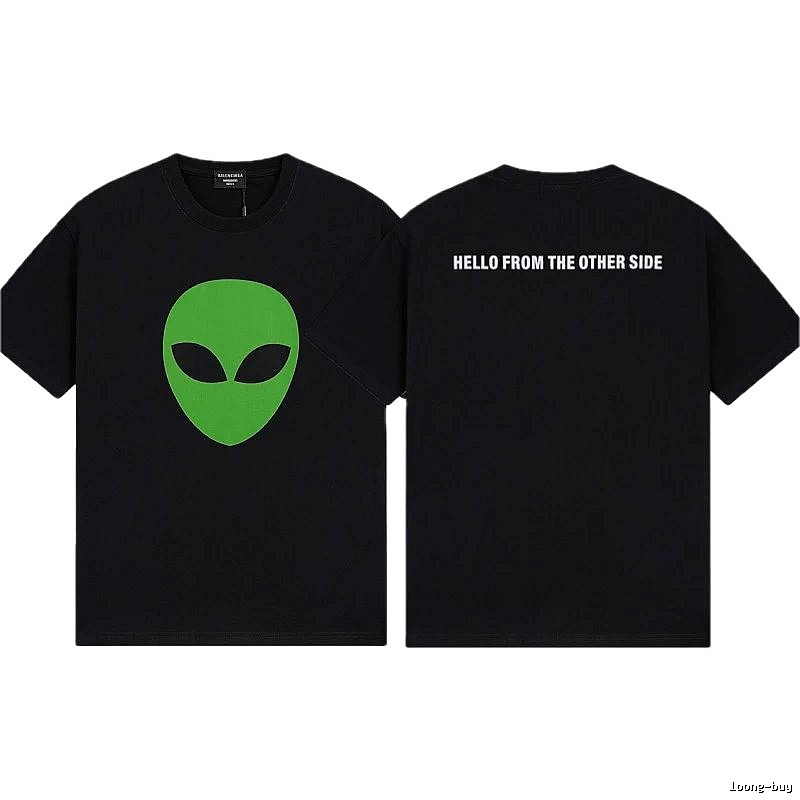 Balenciaga Alien Print Trendy Cool Black T-shirt