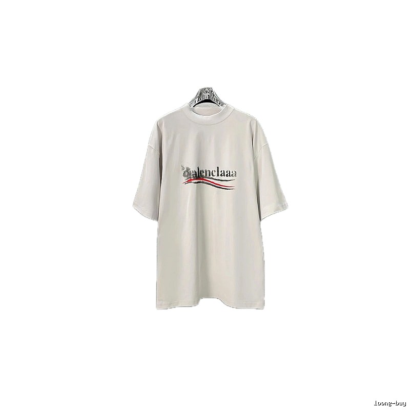 Balenciaga alphabet-style white T-shirt.