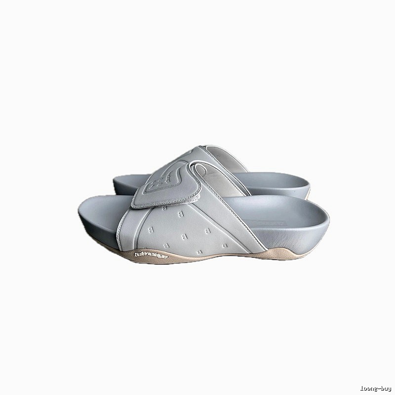Balenciaga B Embossed Trendy Light Grey Slippers