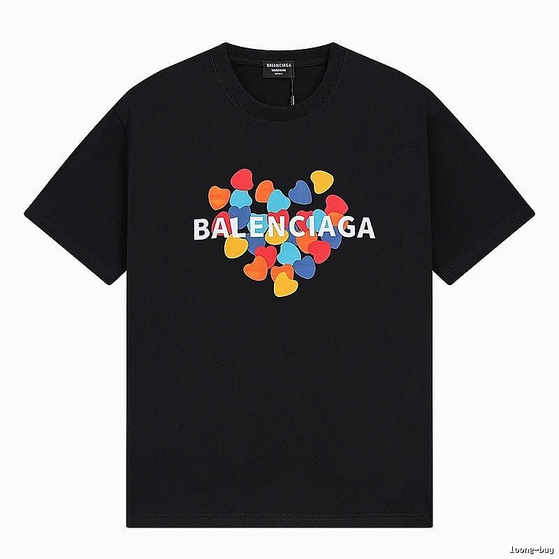 Balenciaga black T-shirt with a heart print.