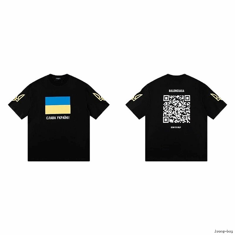 Balenciaga Charity Print Trendy Style Black Short-sleeve T-Shirt
