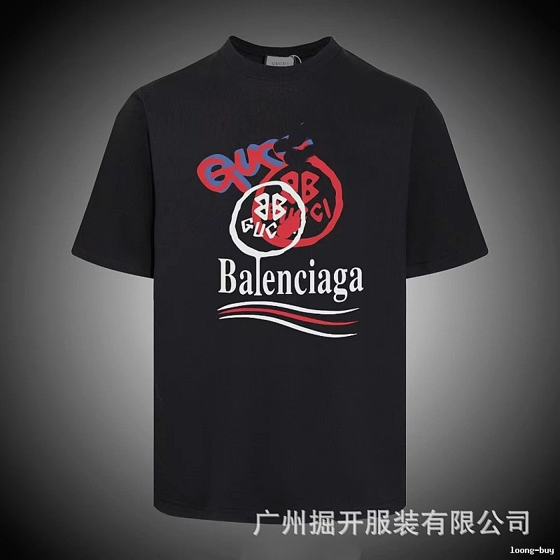 Balenciaga Co-branded Graffiti-style Black T-shirt