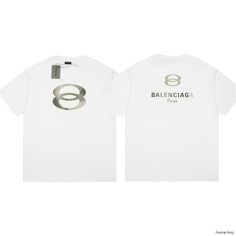 Balenciaga Double 8 Print Street Style White T-Shirt