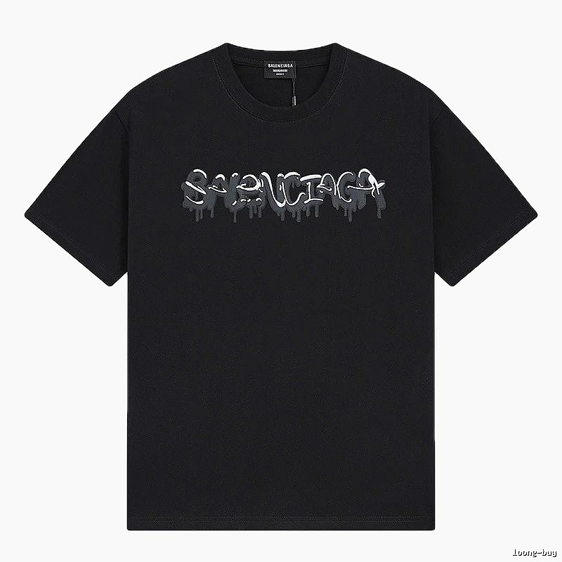 Balenciaga Graffiti Street Style Black Short Sleeve T-shirt