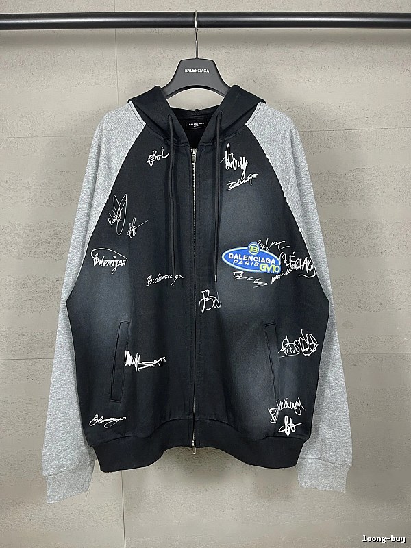 Balenciaga graffiti-style black and grey hoodie