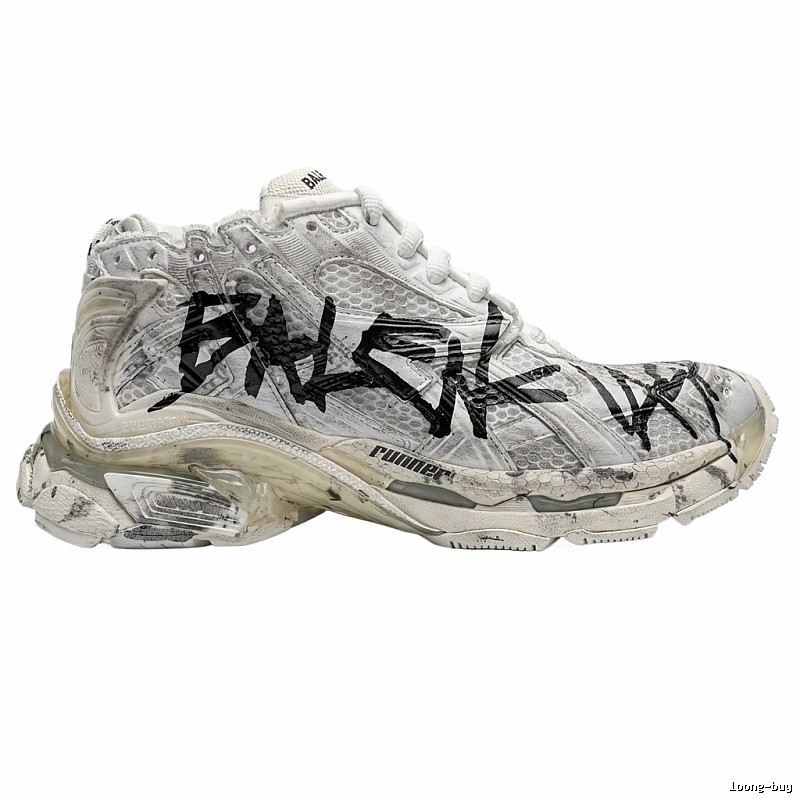 Balenciaga graffiti-style white shoes