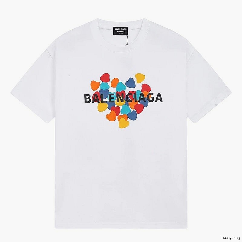 Balenciaga Heart Print Streetwear Brand White T-Shirt