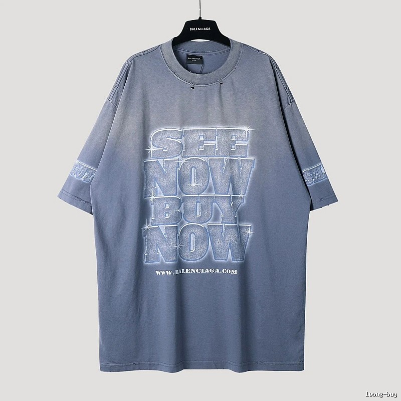 Balenciaga letter grey short-sleeve
