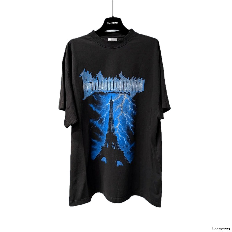 Balenciaga Lightning Style Black T-shirt