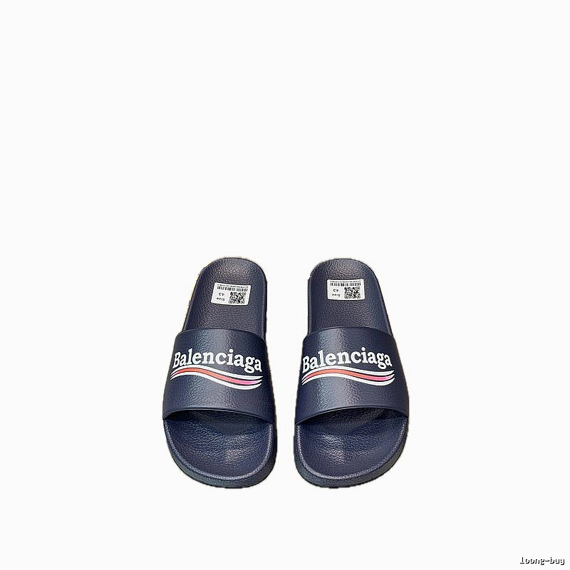 Balenciaga Logo-trend Navy Blue Slides