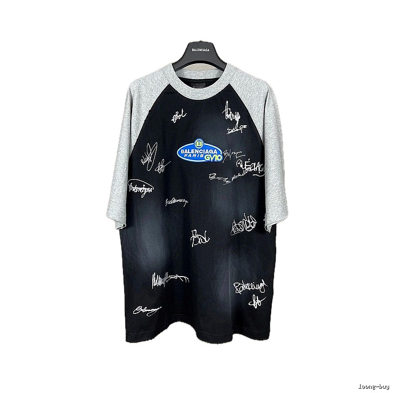 Balenciaga Signature Style Black and Grey T-shirt
