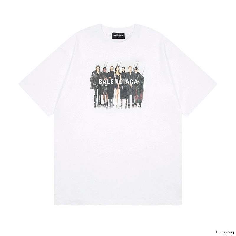 Balenciaga Trendy and Cool Style Portrait Print White T-shirt