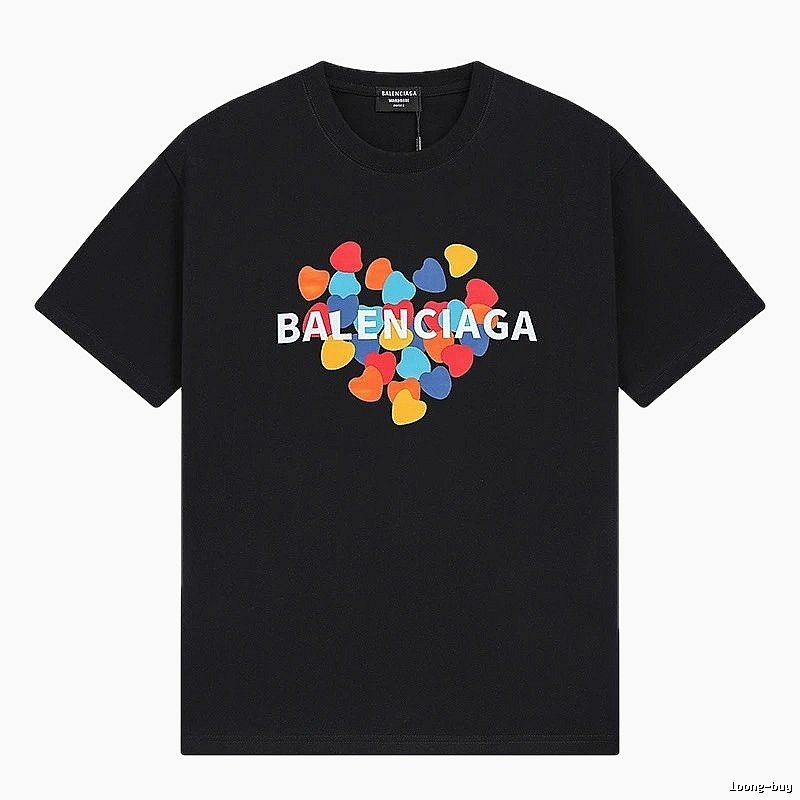 Balenciaga Trendy Black T-shirt with Heart Print