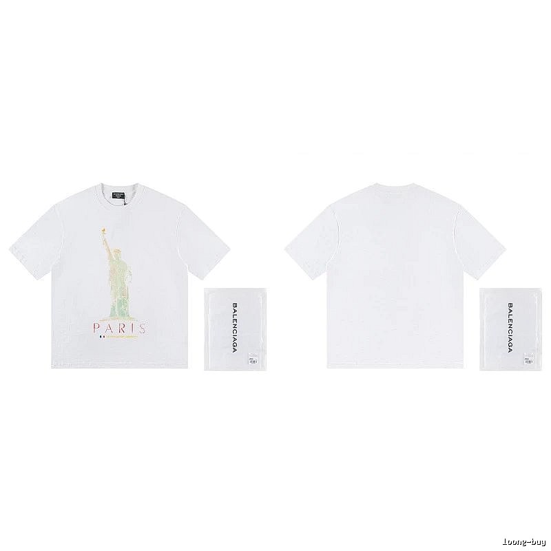 Balenciaga Trendy White T-shirt with Statue of Liberty Print