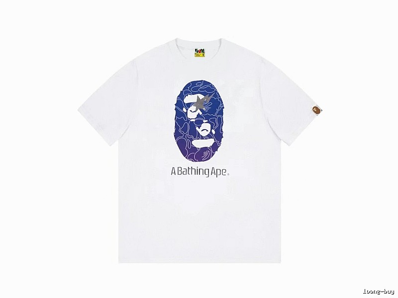 Bape ape face print short-sleeved white T-shirt