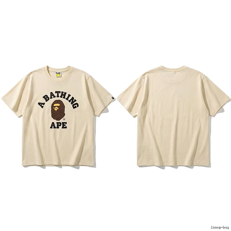 Bape Ape Head Minimalist Style Beige T-shirt