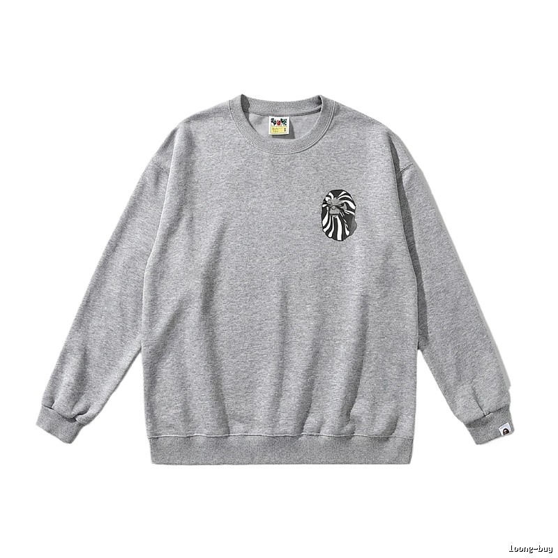 Bape Ape Head Minimalist Style Grey Sweatshirt