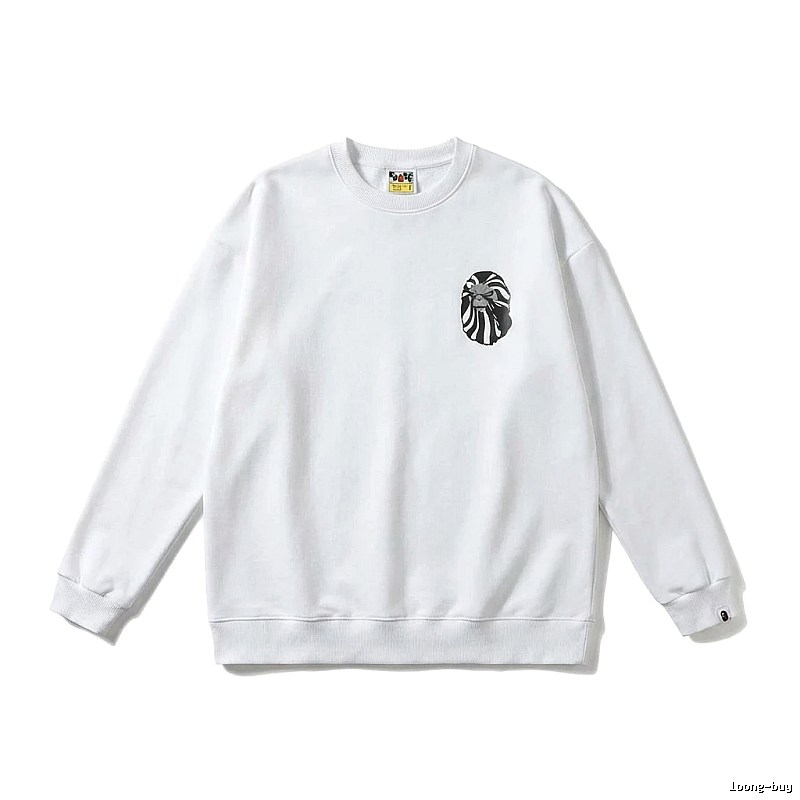 Bape Ape Head Minimalist Style White Sweatshirt