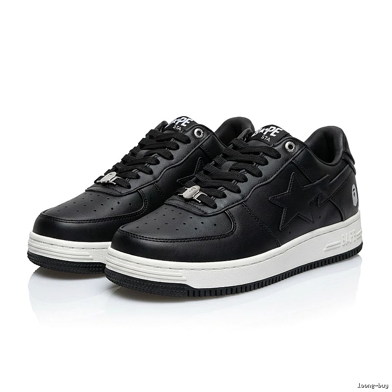Bape black and white trendy sneakers.