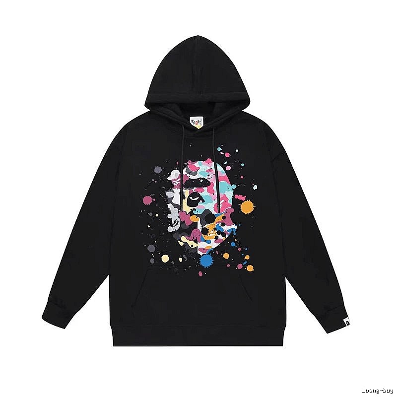 Bape camouflage splatter ink style black hoodie