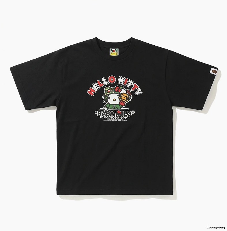 Bape Co-branded Cartoon Style Black T-shirt