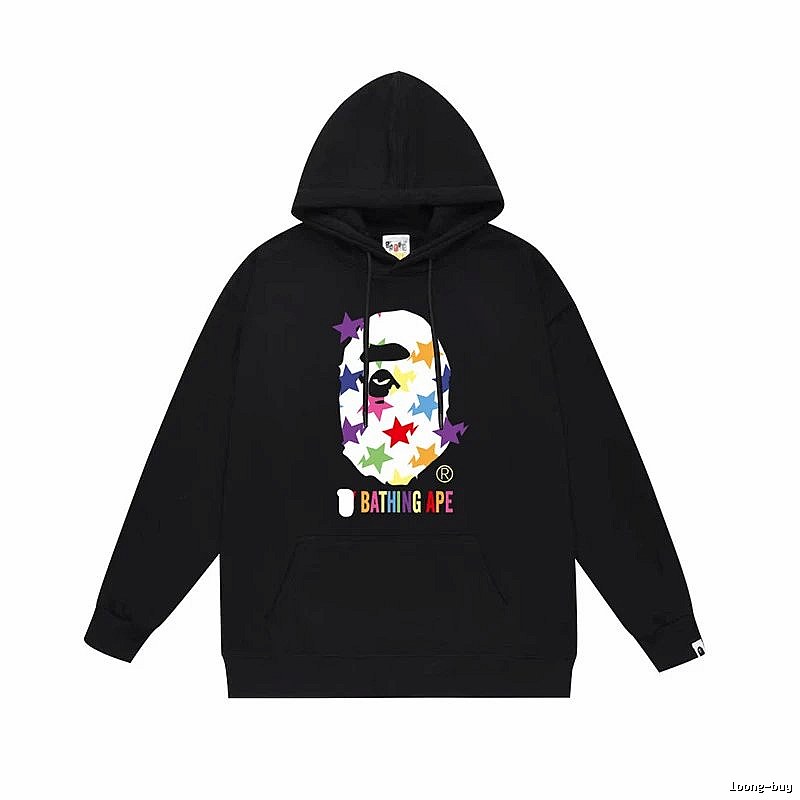 Bape Colorful Alien Style Black Hoodie