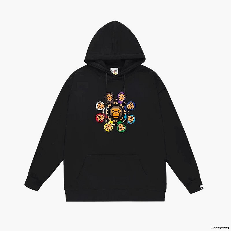 Bape Colorful Ape Style Black Hoodie