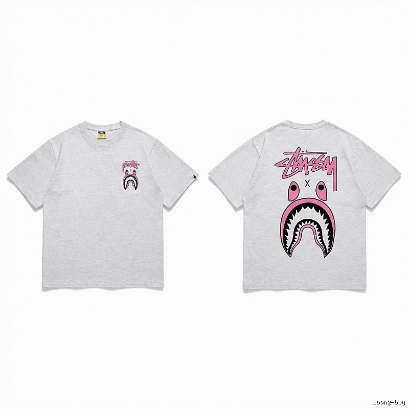 Bape Shark Co-branded Light Grey T-shirt
