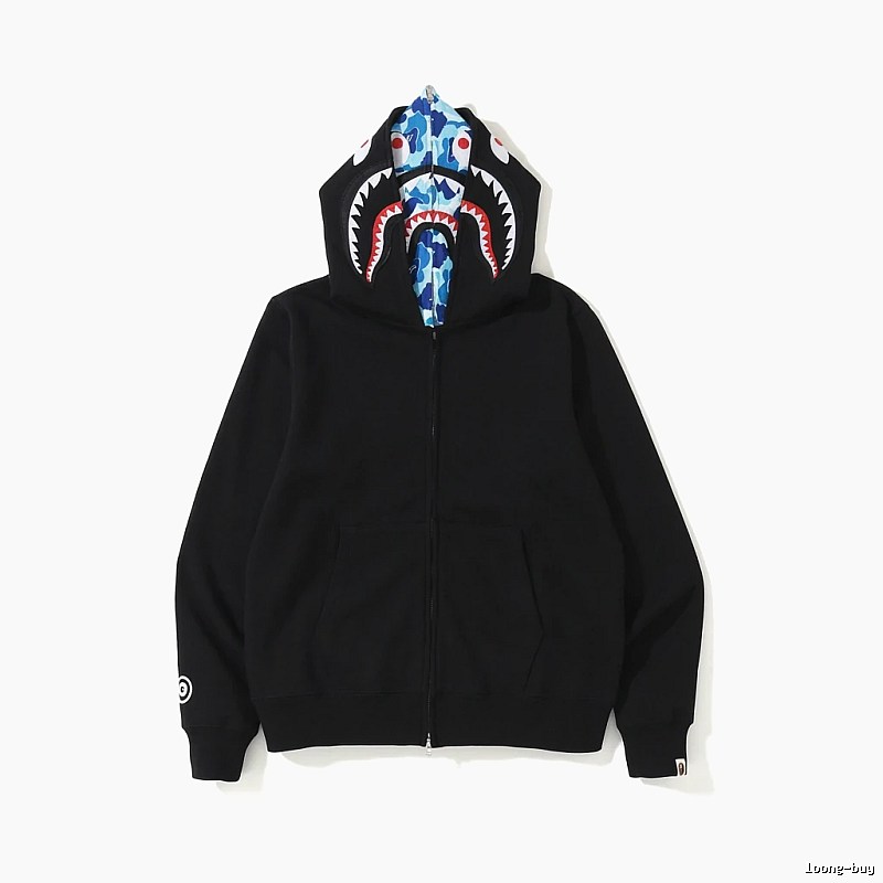 Bape Shark Head Print Black Hoodie
