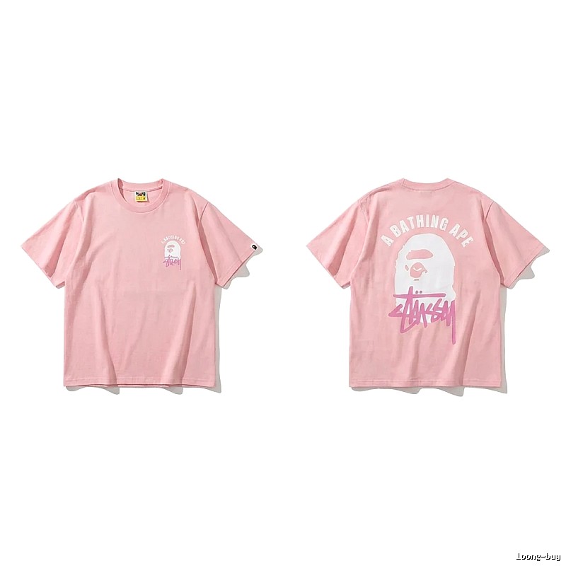 Bape trendy brand pink T-shirt