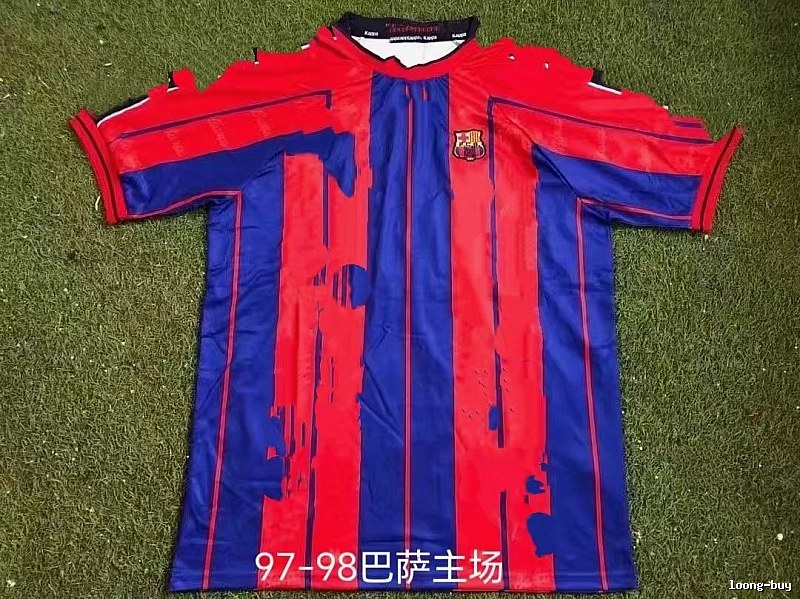 Barcelona Monogram Retro soccer jersey Blue Red Barcelona for Casual Outfits