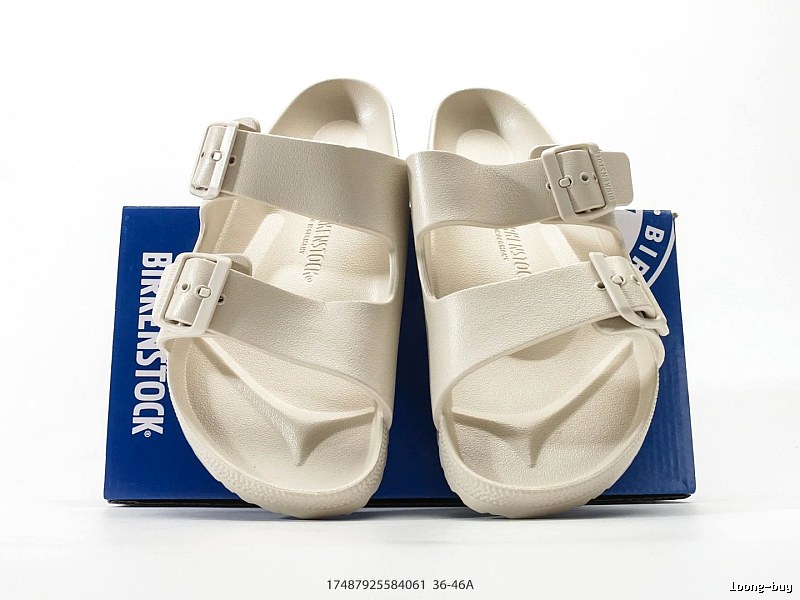 BIRKENSTOCK Casual Style Off-White Two-Strap Slide Sandals