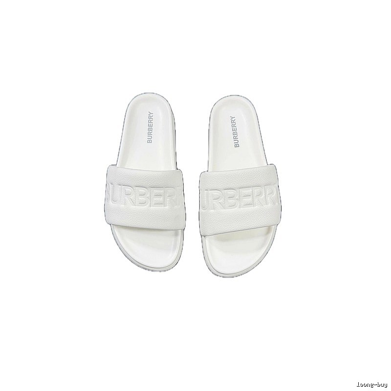 Burberry Embossed Minimalist Style White Slides