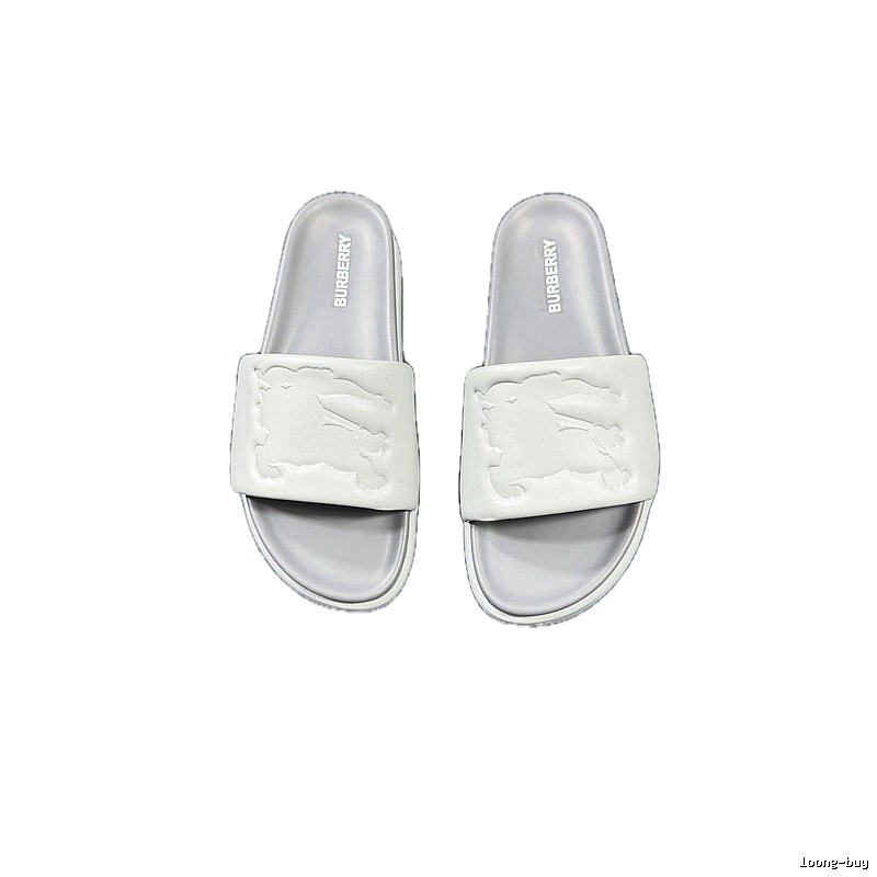 Burberry Equestrian Knight Light Luxury Style Light Grey Slides