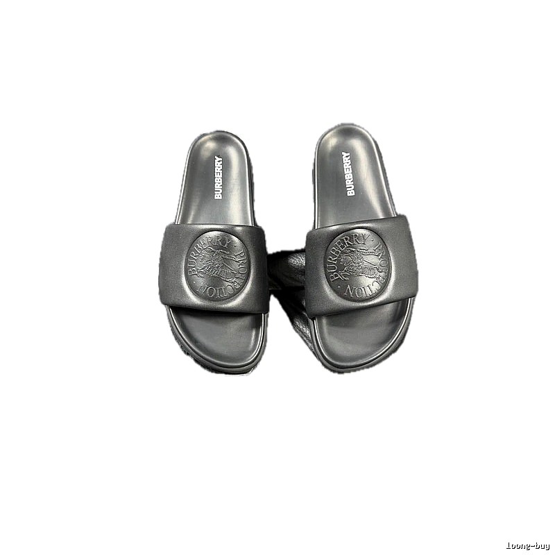Burberry Knight-Embossed Minimalist Black Slide Sandals