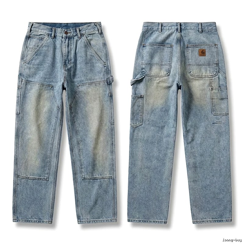 Carhartt workwear style light blue jeans