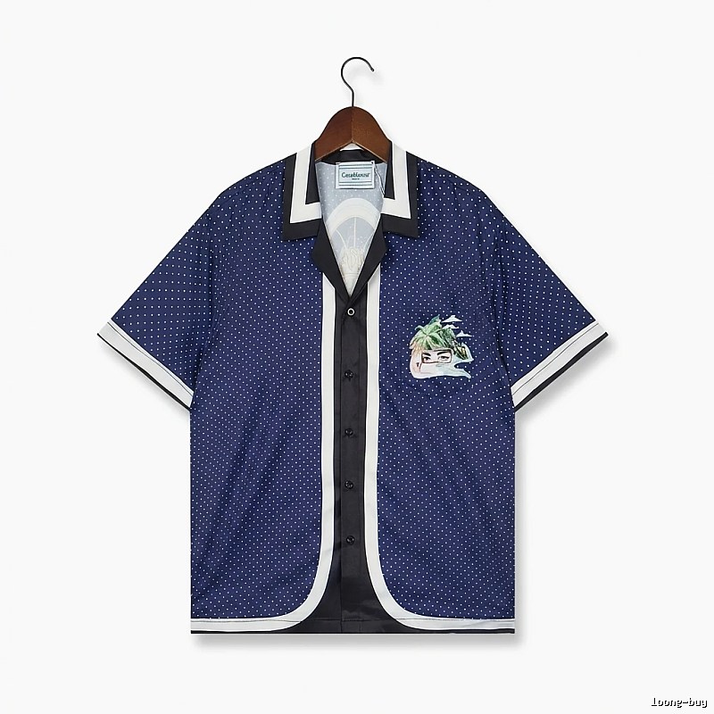 Casablanca polka dot retro blue shirt