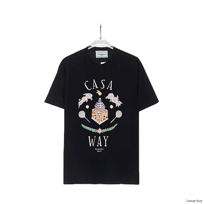 Casablanca Print Retro Style Black T-shirt